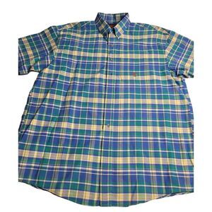 3418 Twenty X 20X SS Blue‎ and Yellow Plaid Button Down Shirt Men's XXL Western